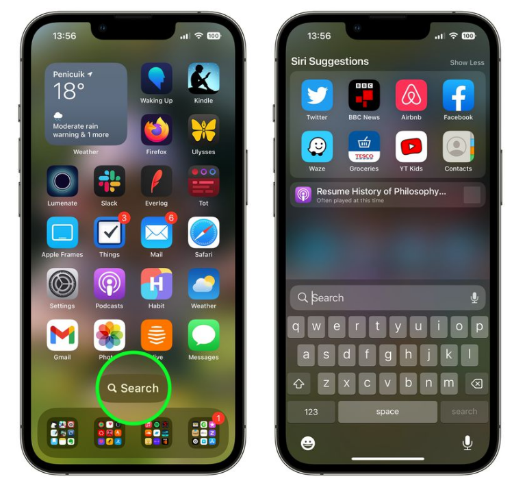 察哈尔右翼后苹果手机维修分享升级到 iOS 16 后，如何删除主屏幕上的搜索按钮 
